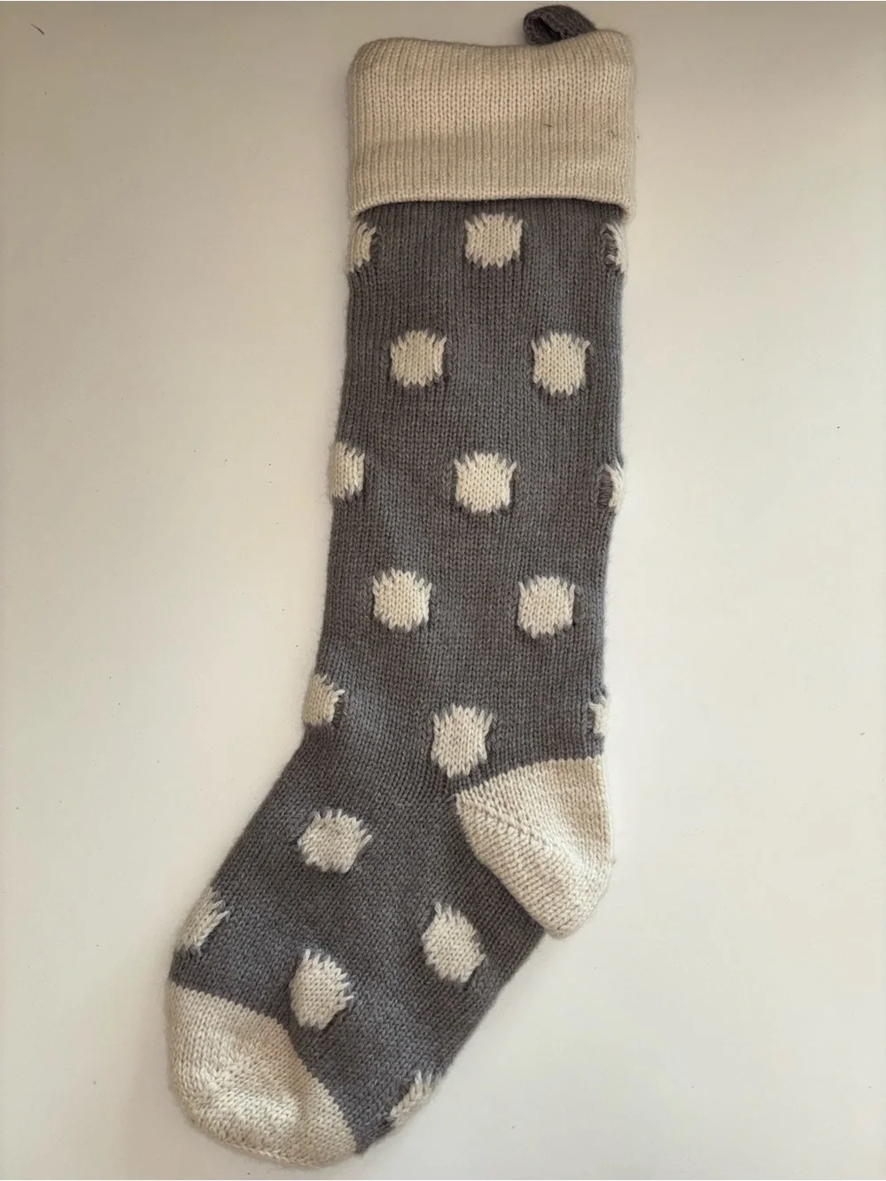 Pottery Barn Dad Embroidered Gray Polka Dot Stocking